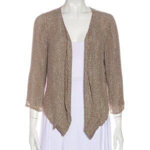Parker Silk Beaded Open Front Jacket, Size S